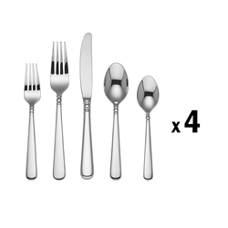 Lenox Pearl Platinum 20 piece Stainless Flatware, Service for 4 