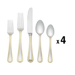 Lenox Vintage Jewel Gold 20 piece Stainless Flatware, Service for 4 