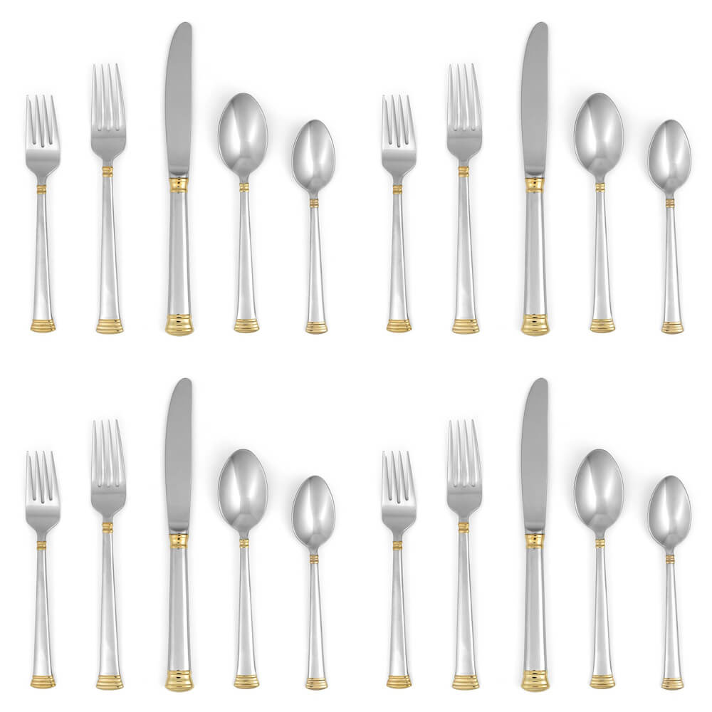 Lenox Eternal Gold 20 piece Stainless Flatware, Service for 4 - LN-ETG-50/4