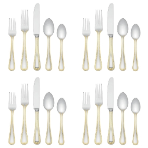Lenox Vintage Jewel Gold 20 piece Stainless Flatware, Service for 4