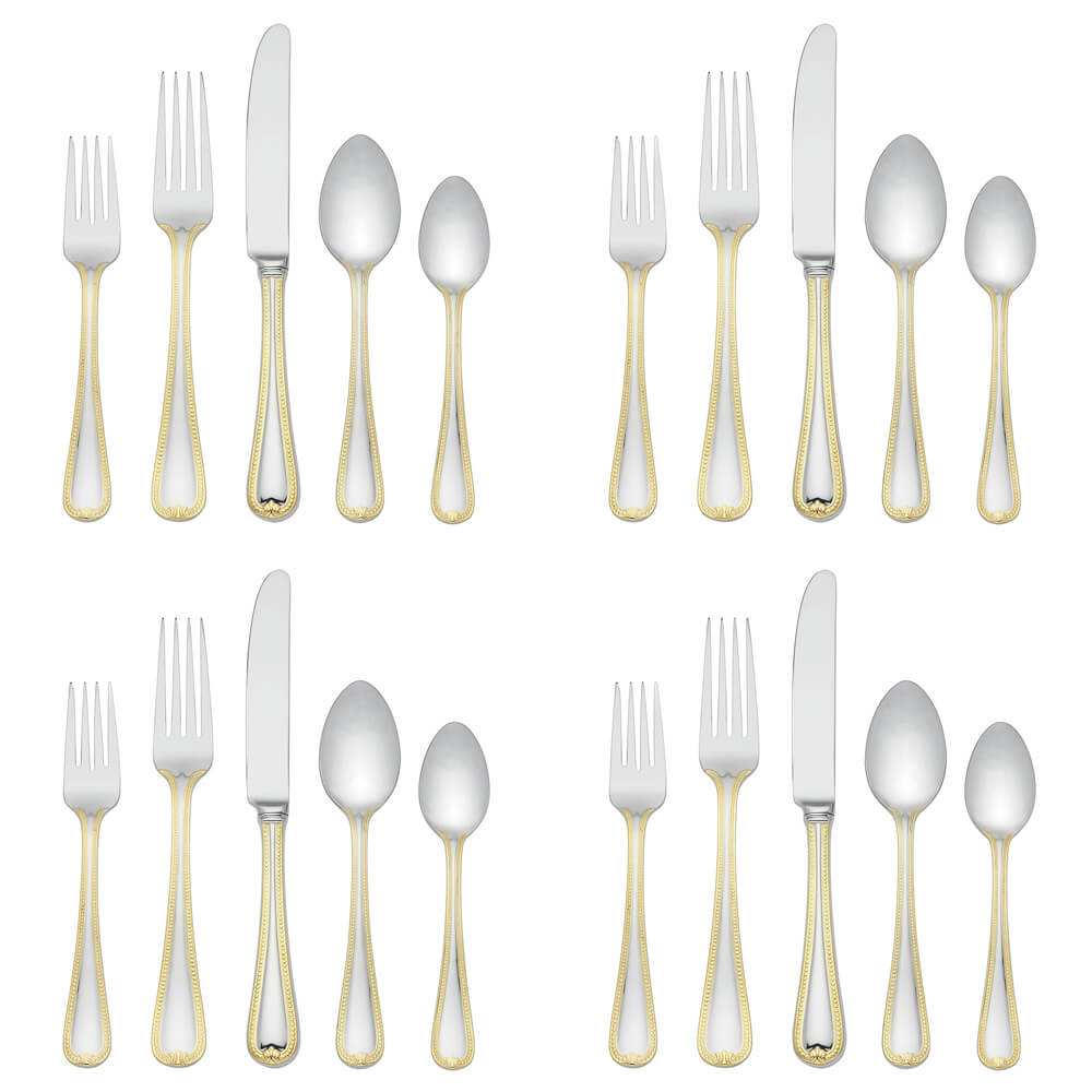 Lenox Vintage Jewel Gold 20 piece Stainless Flatware, Service for 4 - LN-VJG-50/4