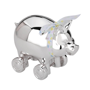 Reed & Barton Piggy Bank with Wheels